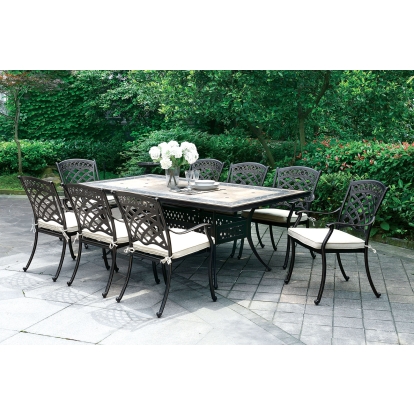 Charissa Antique Black Table with 8 Arm Chairs Model CM-OT2125-T-9PC by Furniture of America