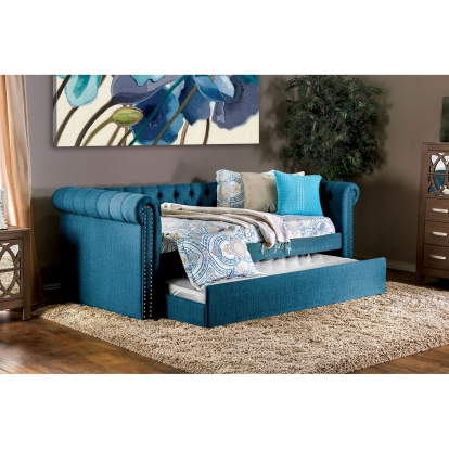 Leanna Transitional Dark Teal Daybed with Trundle Model CM1027TL-BED by Furniture of America