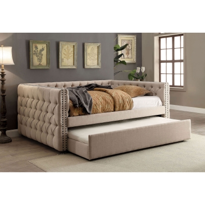 Suzanne Transitional Ivory Full Daybed with Trundle Model CM1028F-BED-TR by Furniture of America