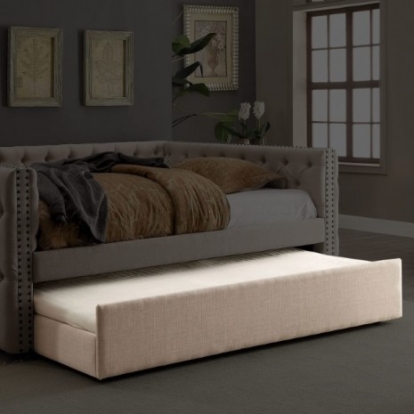 Furniture of America Suzanne Transitional Linen-Like Solid with Wood Ivory Trundle Model CM1028TR