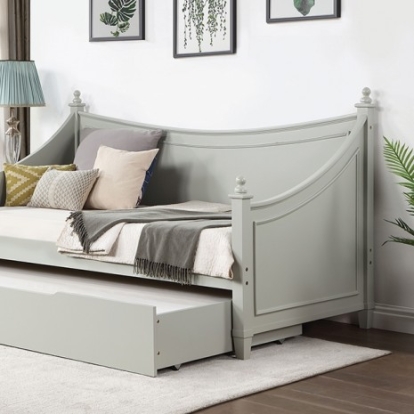 Furniture Of America Lycoris Transitional Solid Wood, Others Light Gray Daybed | CM1477GY-BED+TR