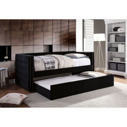 Susanna Transitional Black Daybed with Trundle Model CM1739BK-BED by Furniture of America