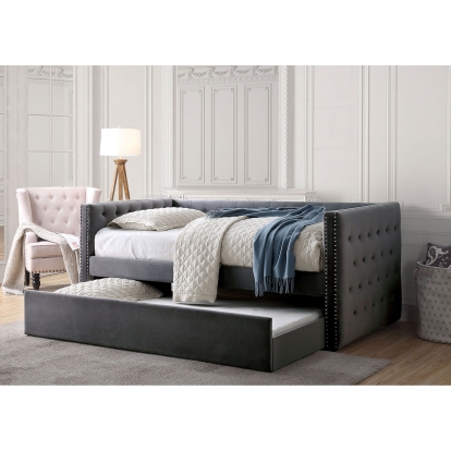 Susanna Transitional Gray Daybed with Trundle Model CM1739GY-BED by Furniture of America