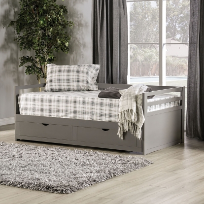 Nancy Transitional Gray Twin Daybed with Extentable Trundle Model CM1745GY-BED by Furniture of America