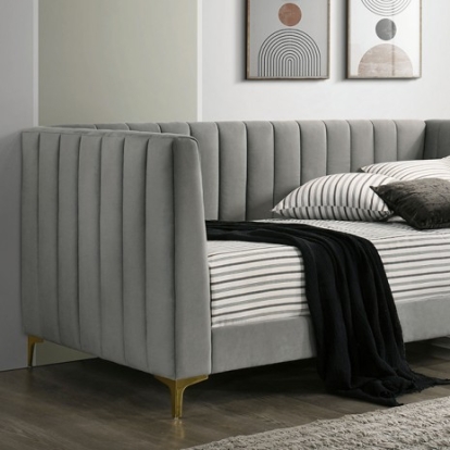Furniture Of America Neoma Contemporary Flannelette, Metal, Others Light Gray Daybed | CM1930LG-BED