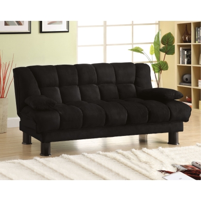 Bonifa Contemporary Black Elephant Skin Microfiber Futon Sofa Model CM2150 by Furniture of America