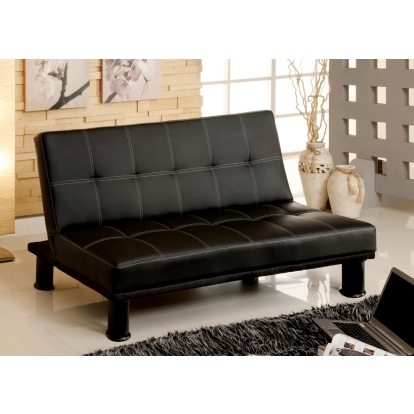 Quinn Contemporary Black Leatherette Futon Sofa Model CM2394 by Furniture of America