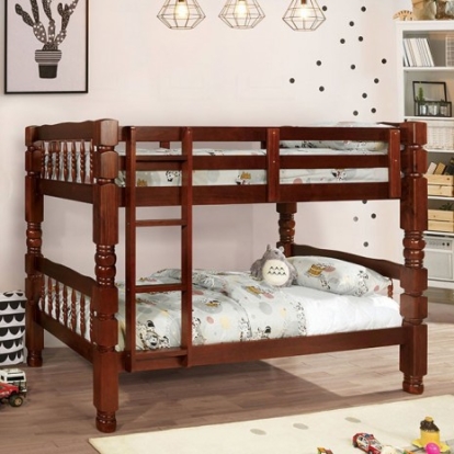 Furniture of America Carolina Cottage Solid with Wood Veneer Cherry Bunk Bed Model CM2527CH-BED