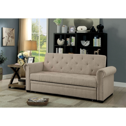 Iona Transitional Beige Futon Sofa Model CM2603-PK by Furniture of America