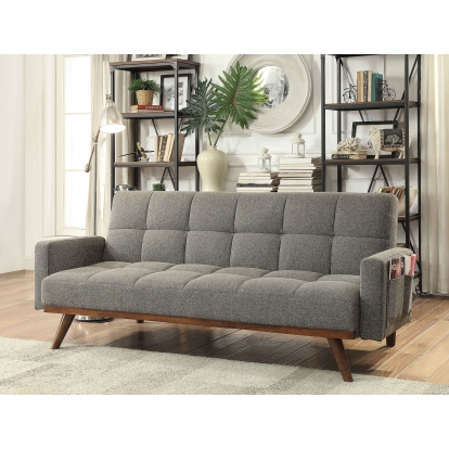 Nettie Mid-Century Modern Gray Futon Sofa Model CM2605 by Furniture of America