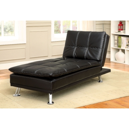 Hauser Contemporary Black/Chrome Chaise Model CM2677BK-CE by Furniture of America