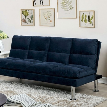 Furniture of America Saratoga Contemporary Microfiber Navy Futon Sofa Model CM2902NV