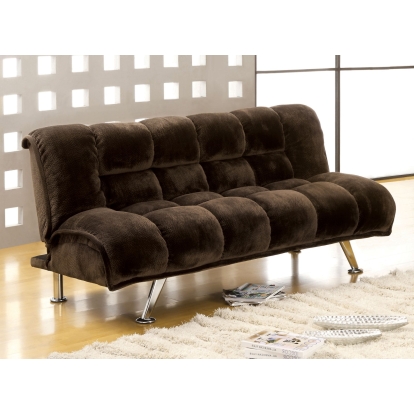 Marbelle Contemporary Dark Brown/Chrome Futon Sofa Model CM2904DB by Furniture of America