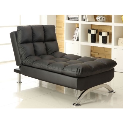Aristo Contemporary Black/Chrome Chaise Model CM2906BK-CE by Furniture of America