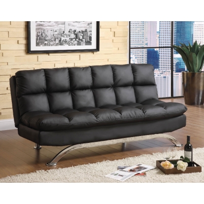 Aristo Contemporary Black/Chrome Futon Sofa Model CM2906BK by Furniture of America
