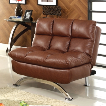 Aristo Contemporary Saddie Brown Leatherette Chair Model CM2906Chair by Furniture of America