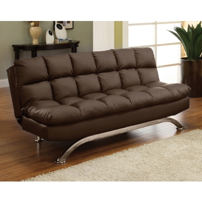 Aristo Contemporary Dark Brown/Chrome Futon Sofa Model CM2906DK by Furniture of America