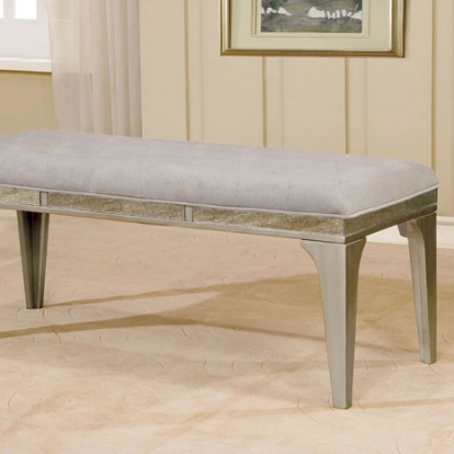 Furniture of America Diocles Transitional Flannelette Solid with Wood Veneer Silver-Gray Bench Model CM3020BN