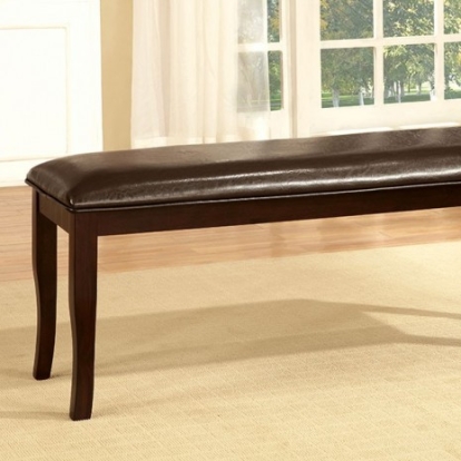 Furniture of America with Woodside Transitional Leatherette Solid with Wood Dark Cherry-Espresso Bench Model CM3024BN