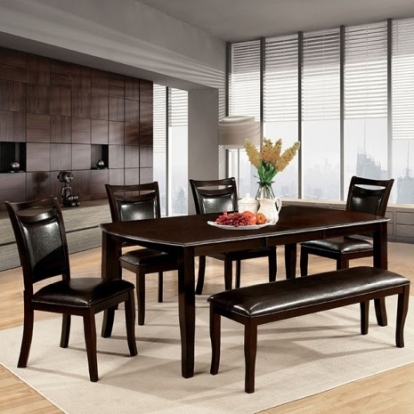 Furniture Of America Woodside Transitional Leatherette, Solid Wood, Wood Veneer, Others Dark Cherry/Espresso Dining Table | CM3024T