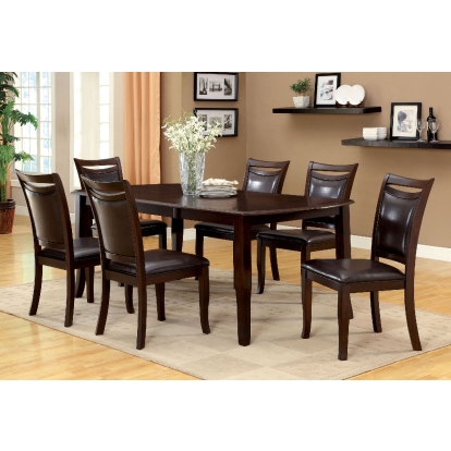 Woodside Transitional Dark Cherry/Espresso 7 Piece Dining Table Set (Includes 2 Arm Chairs & 4 Side Chairs) Model CM3024T-7PC by Furniture of America