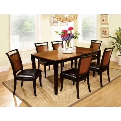 Salida Transitional Acacia/Black 7 Piece Dining Table Set Model CM3034T-7PC by Furniture of America