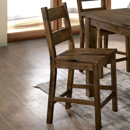 Furniture of America Kristen Rustic Solid with Wood Veneer Rustic Oak Counter Ht. Side Chair (2-Ctn) Model CM3060PC-2PK