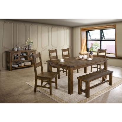 Kristen Rustic Oak 6 Piece Dining Table Set with Bench Model CM3060T-6PC by Furniture of America