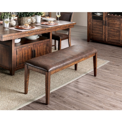 Wichita Rustic Distressed Dark Oak Bench Model CM3061BN by Furniture of America