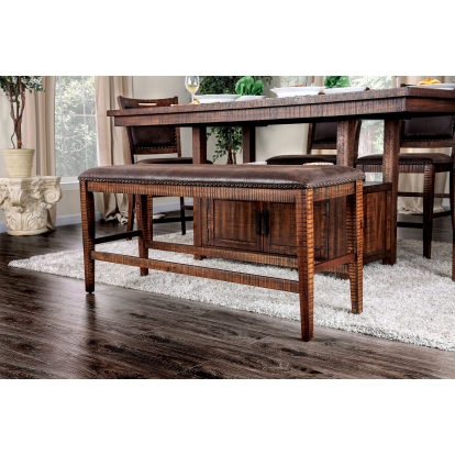 Wichita Rustic Distressed Dark Oak Counter Height Bench Model CM3061PBN by Furniture of America