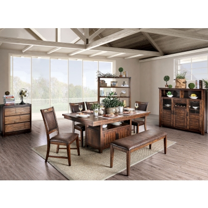 Wichita Rustic Distressed Dark Oak 6 Piece Dining Table Set Model CM3061T-6PC by Furniture of America