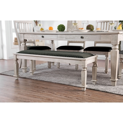 Georgia Transitional Antique White/Gray Bench Model CM3089BN by Furniture of America