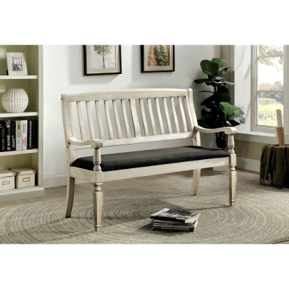 Georgia Transitional Antique White/Gray Loveseat Bench Model CM3089LV by Furniture of America