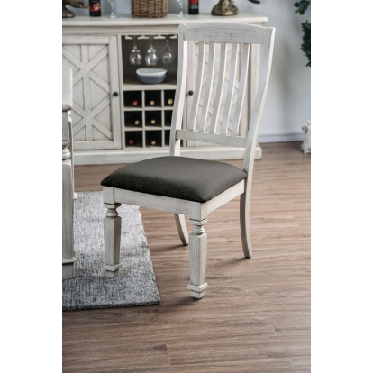 Georgia Transitional Antique White/Gray Side Chair (Set of 2) Model CM3089SC-2PK by Furniture of America