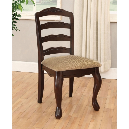 Townsville Transitional Dark Walnut/Tan Side Chair (Set of 2) Model CM3109SC-DK-2PK by Furniture of America