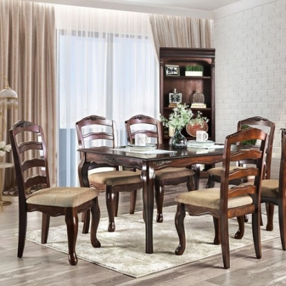 Furniture Of America Townsville Transitional Solid Wood, Wood Veneer, Others Dark Walnut Dining Table | CM3109T