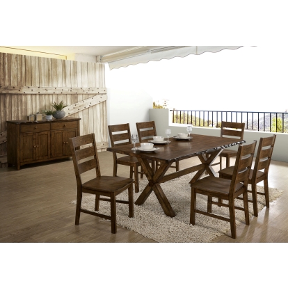 Woodworth Rustic Walnut 7 Piece Dining Table Set Model CM3114T-3604SC-7PC by Furniture of America