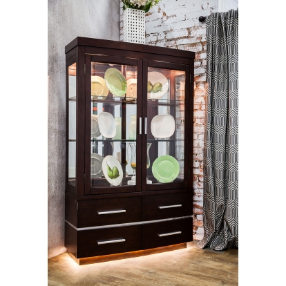 Lawrence Contemporary Dark Cherry Curio (W/Touch Lights) Model CM3130HB by Furniture of America