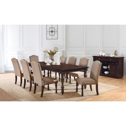 Holcroft Transitional Antique Cherry/Beige 6 Piece Dining Table Set with Bench Model CM3133T-6PC by Furniture of America