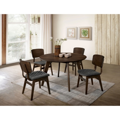 Shayna Mid-Century Modern Walnut/Gray 5 Piece Dining Table Set Model CM3139RT-5PC by Furniture of America