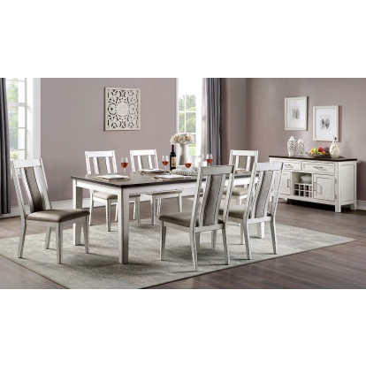 Halsey Rustic Weathered White/Dark Walnut 7 Piece Dining Table Set Model CM3142T-7PC by Furniture of America