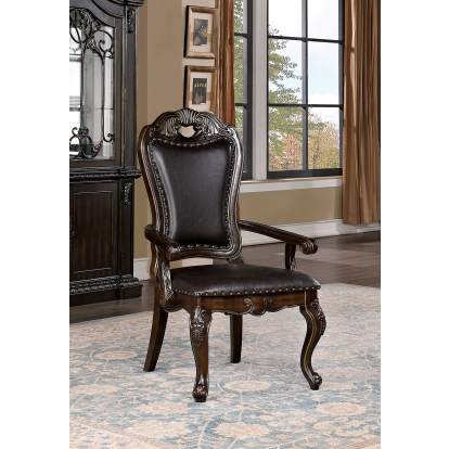 Lombardy Traditional Walnut/Dark Brown Arm Chair Model CM3146AC-2PK by Furniture of America
