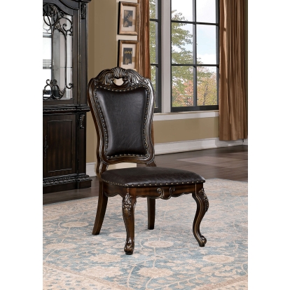Lombardy Traditional Walnut/Dark Brown Side Chair Model CM3146SC-2PK by Furniture of America