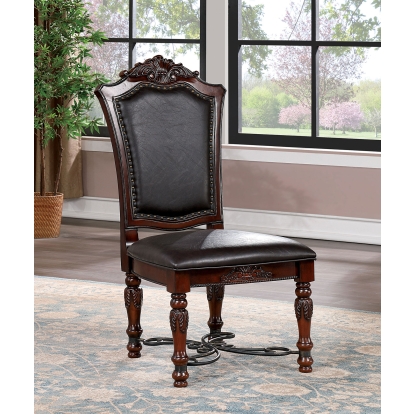 Picardy Traditional Brown Cherry/Black Side Chair Model CM3147SC-2PK by Furniture of America