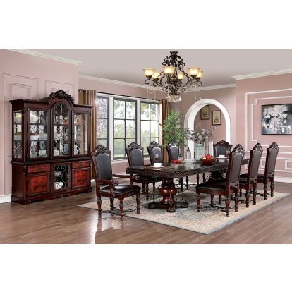 Picardy Traditional Brown Cherry/Black 7 Piece Dining Table Set (Includes 2 Arm Chairs & 4 Side Chairs) Model CM3147T-7PC by Furniture of America