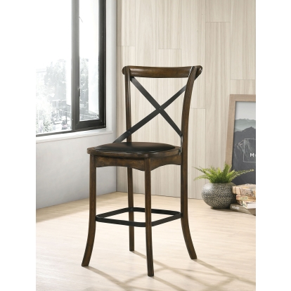 Buhl Industrial Burnished Oak/Espresso Counter Height Side Chair (Set of 2) Model CM3148PC-2PK by Furniture of America