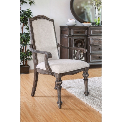 Arcadia Rustic Natural Tone/Ivory Arm Chair (Set of 2) Model CM3150AC-2PK by Furniture of America