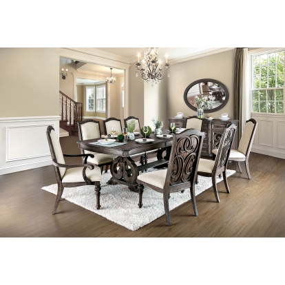 Arcadia Rustic Natural Tone/Ivory 7 Piece Dining Table Set (Includes 2 Arm Chairs & 4 Side Chairs) Model CM3150T-7PC by Furniture of America