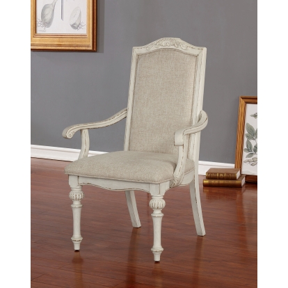 Arcadia Rustic Antique White Arm Chair (Set of 2) Model CM3150WH-AC-2PK by Furniture of America