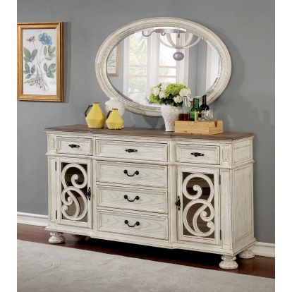 Arcadia Rustic Antique White Server Model CM3150WH-SV by Furniture of America